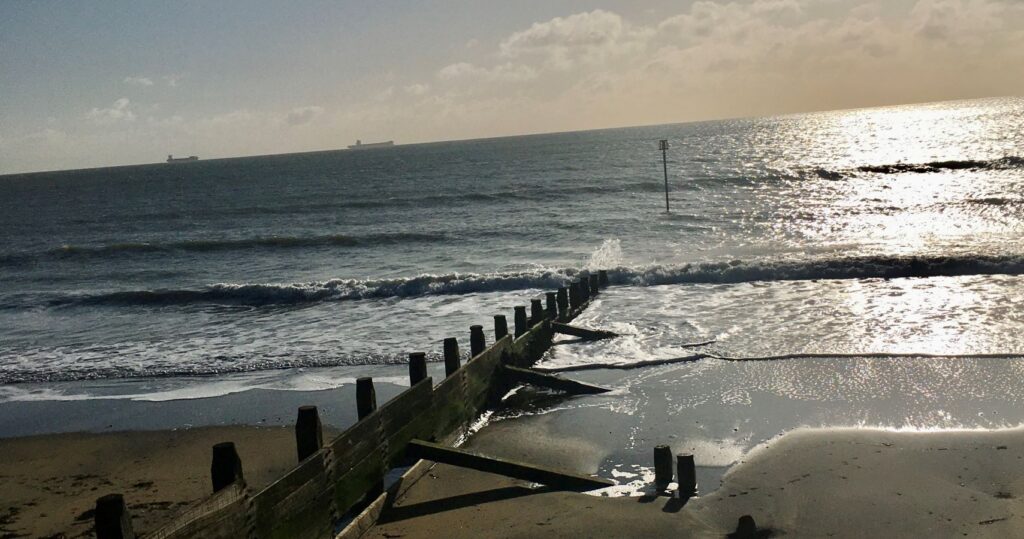 view of sandown beach looking out to sea